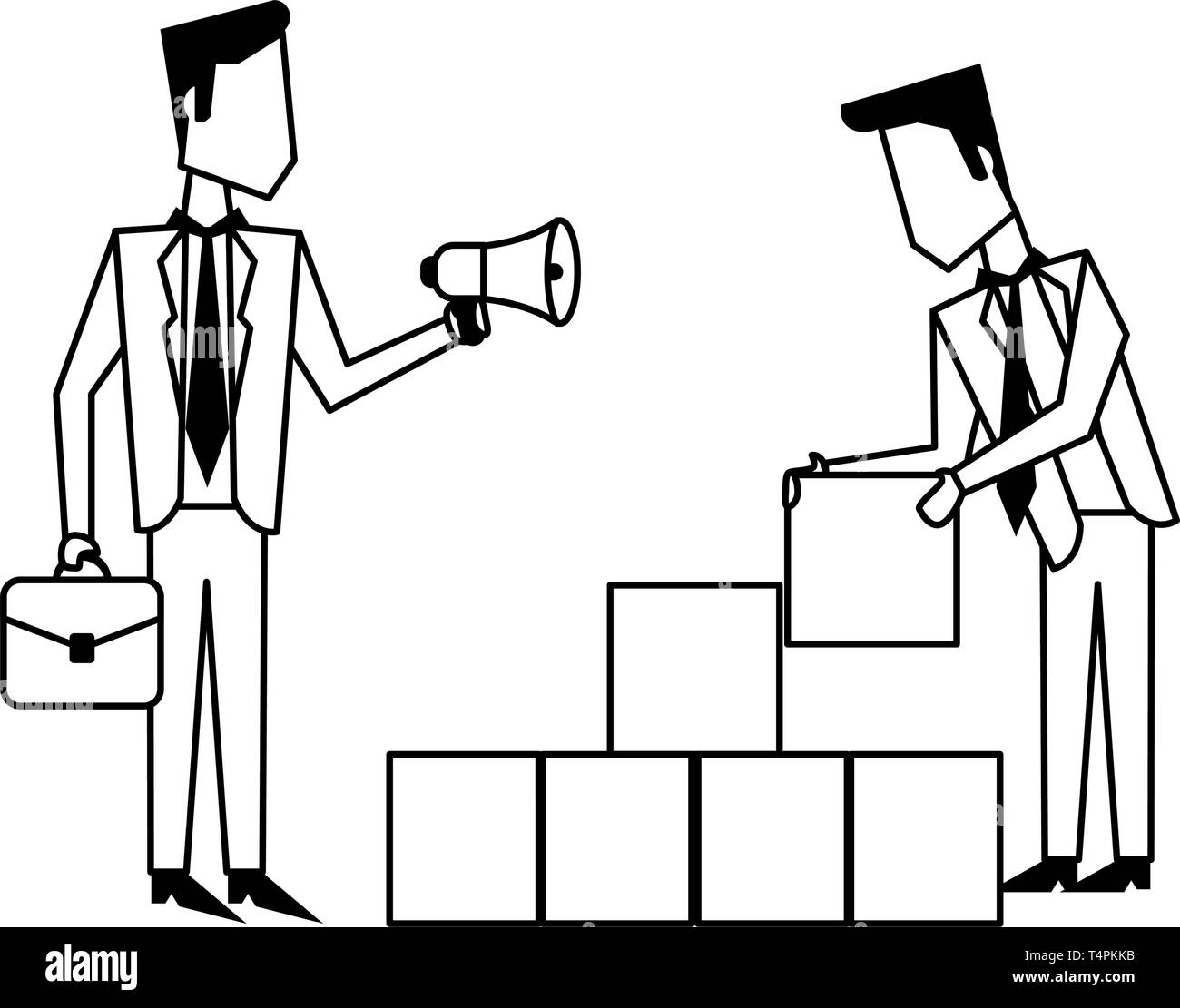 Business teamwork workers avatar in black and white Stock Vector Image ...