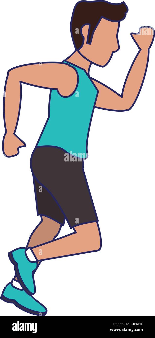fitness man running sideview blue lines Stock Vector Image & Art - Alamy