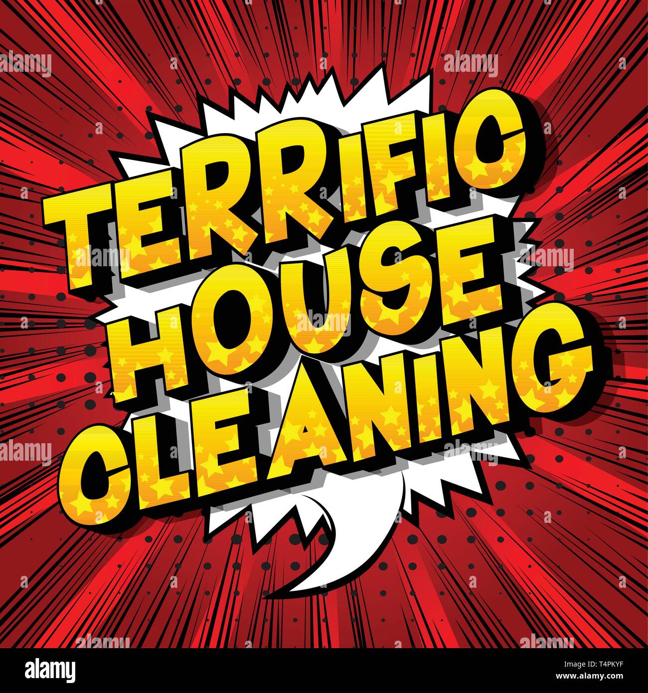 Terrific House Cleaning Vector illustrated comic book style phrase on