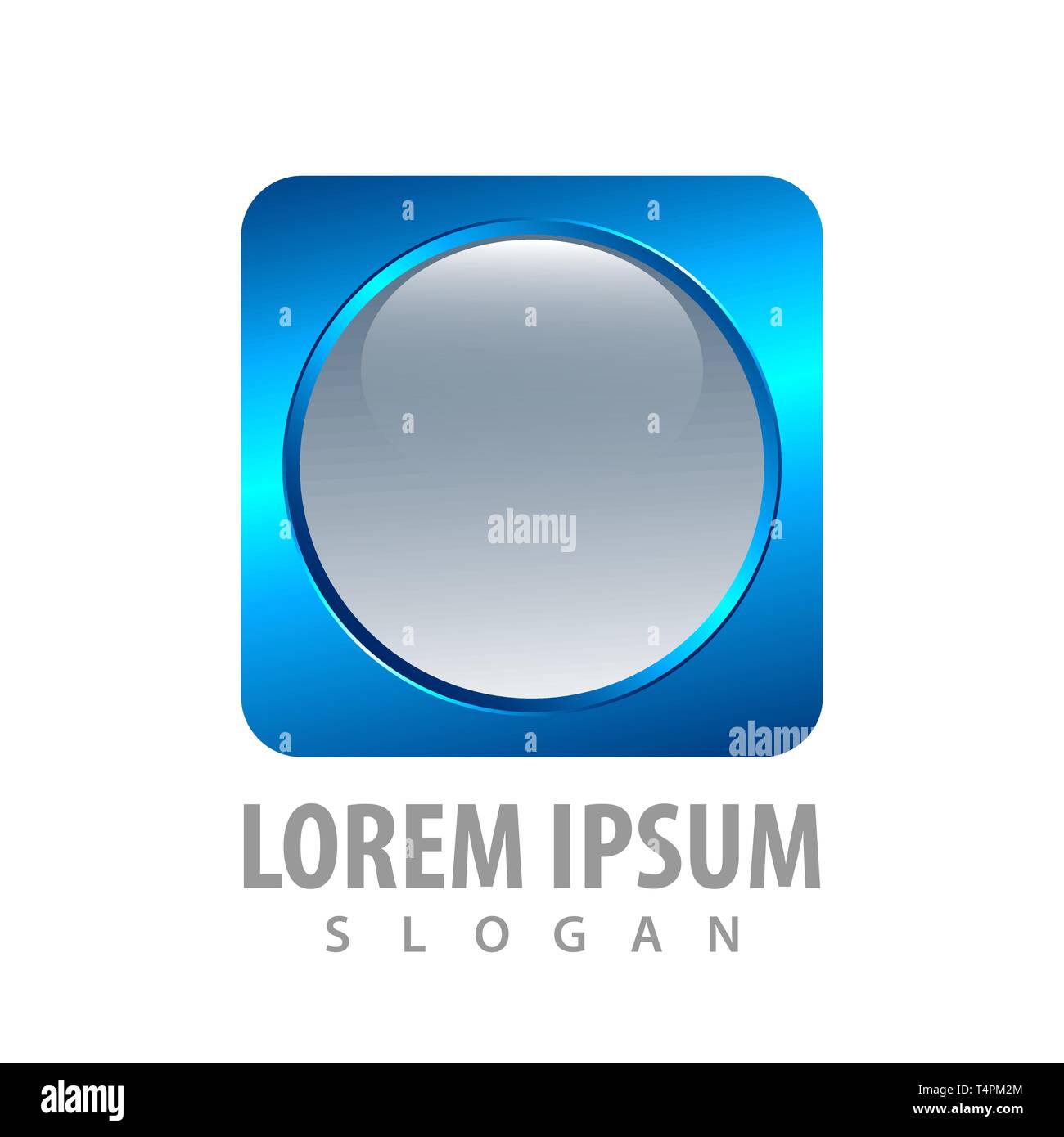 3d round blue square button concept design. Symbol graphic template