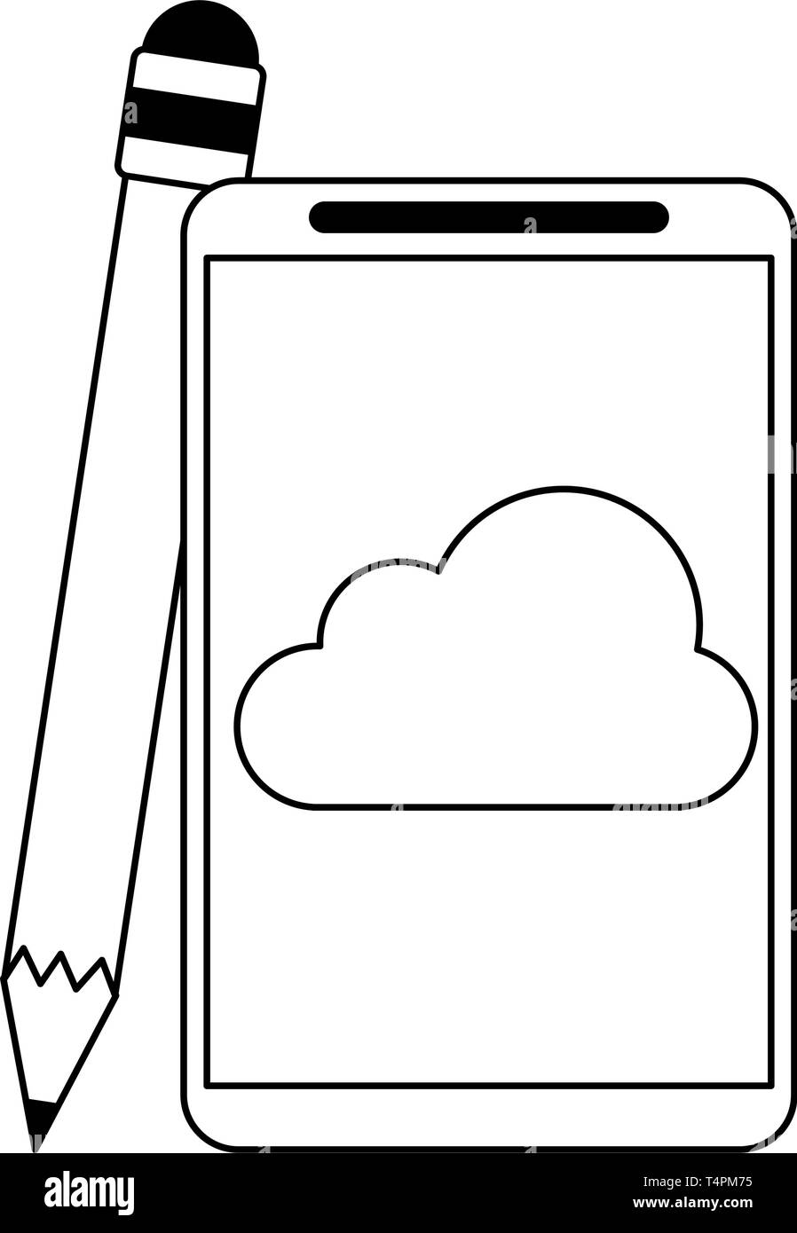Cloud computing technology in black and white Stock Vector Image & Art ...