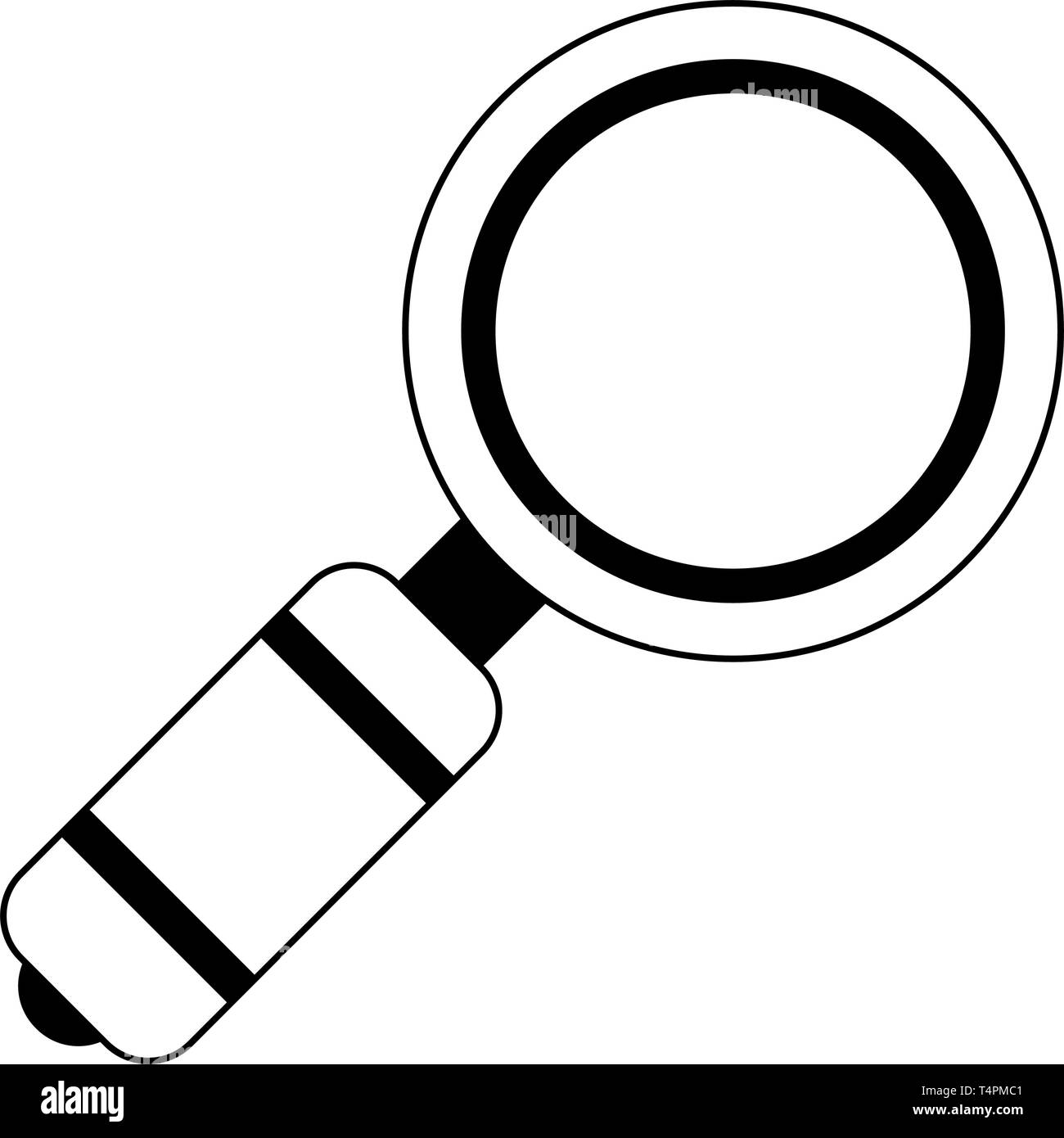 Magnifying glass symbol isolated in black and white Stock Vector Image