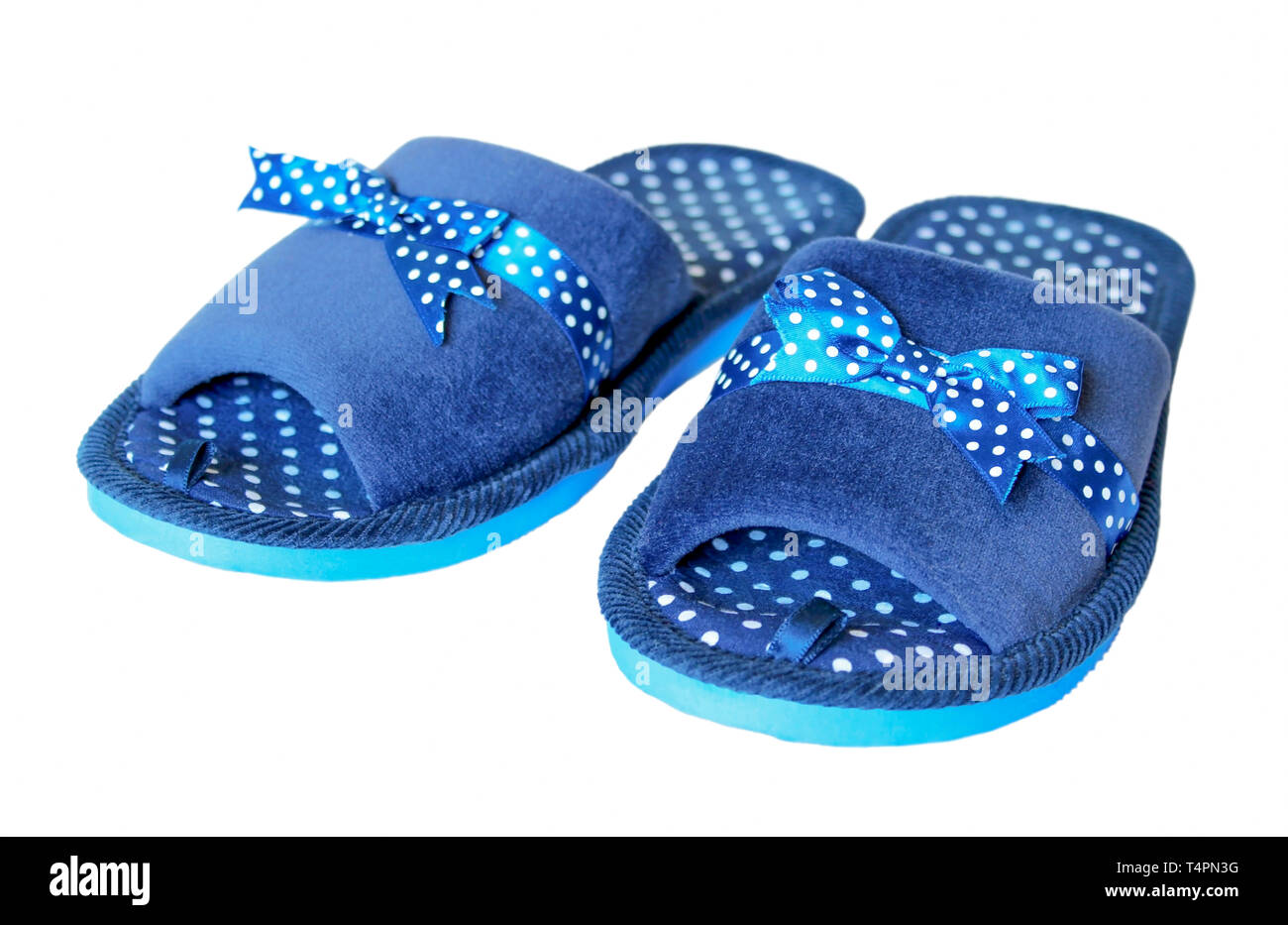 The blue house slippers with white polka dots in isolation Stock Photo Alamy The blue house slippers with white polka dots in isolation Stock Photo Alamy