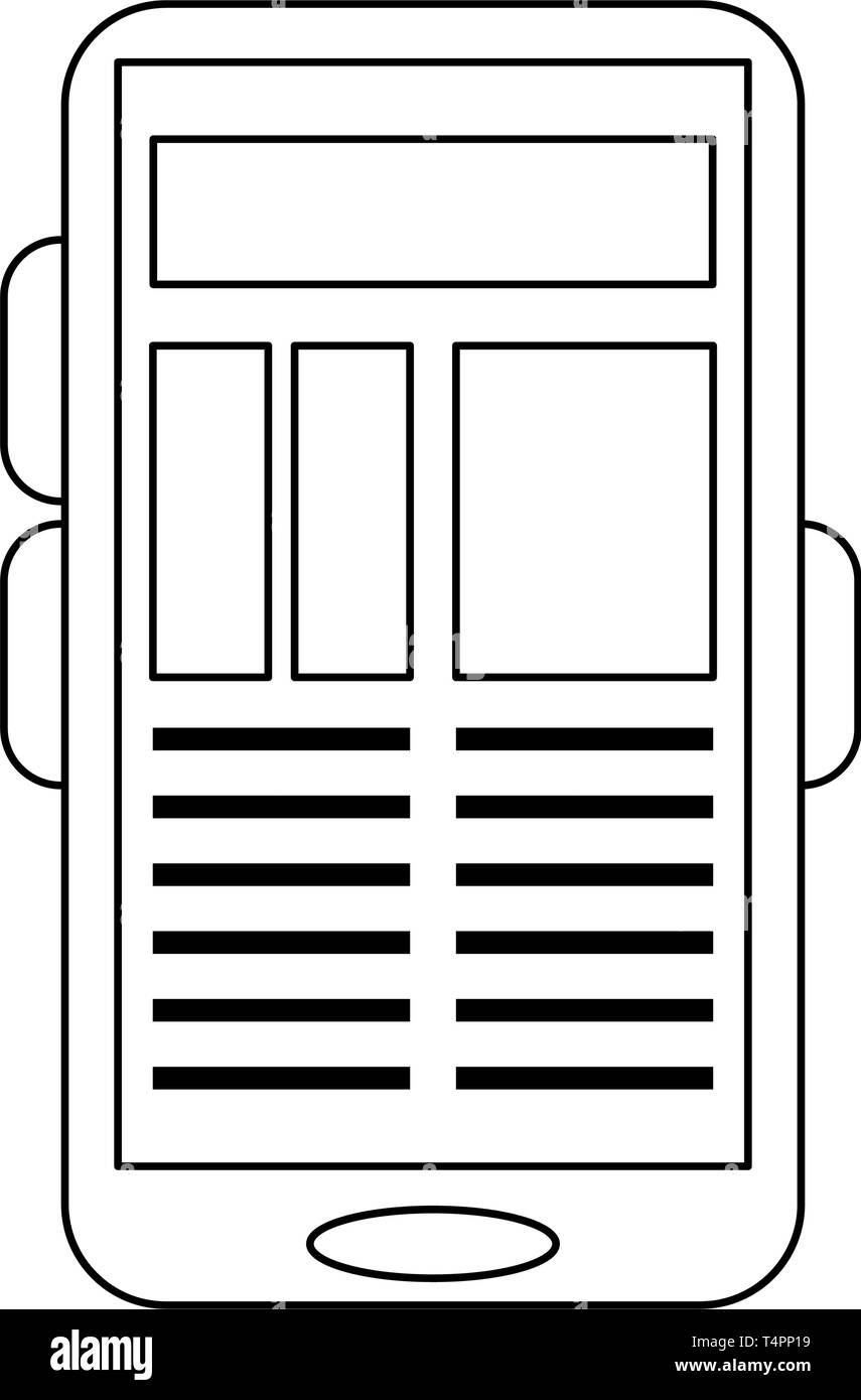Smartphone mobile technology symbol in black and white Stock Vector ...