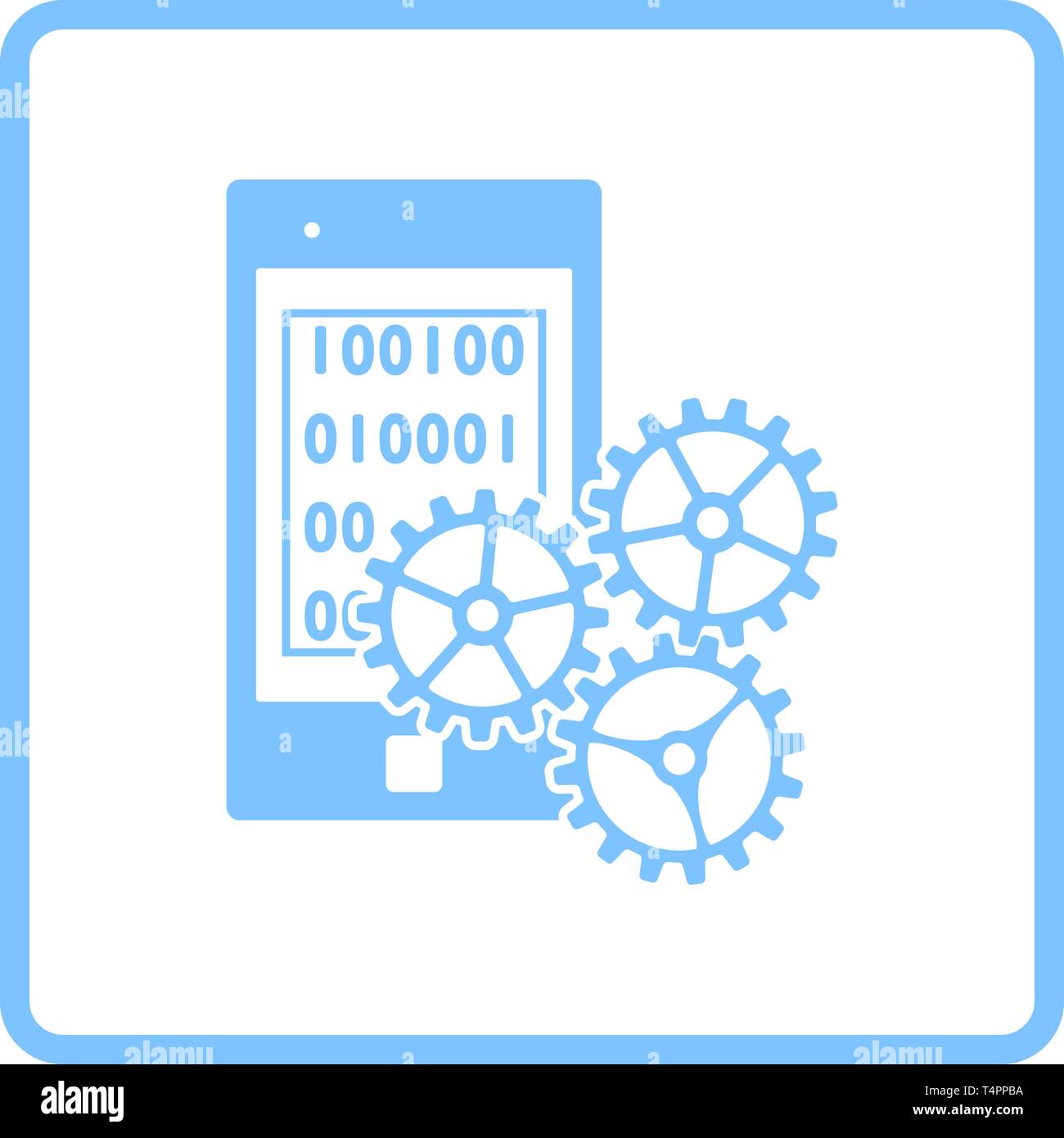 Mobile Development Icon. Blue Frame Design. Vector Illustration. Stock Vector