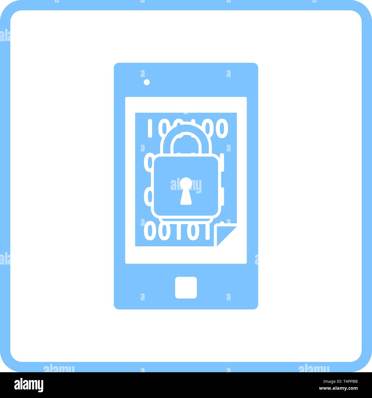 Mobile Security Icon. Blue Frame Design. Vector Illustration Stock ...