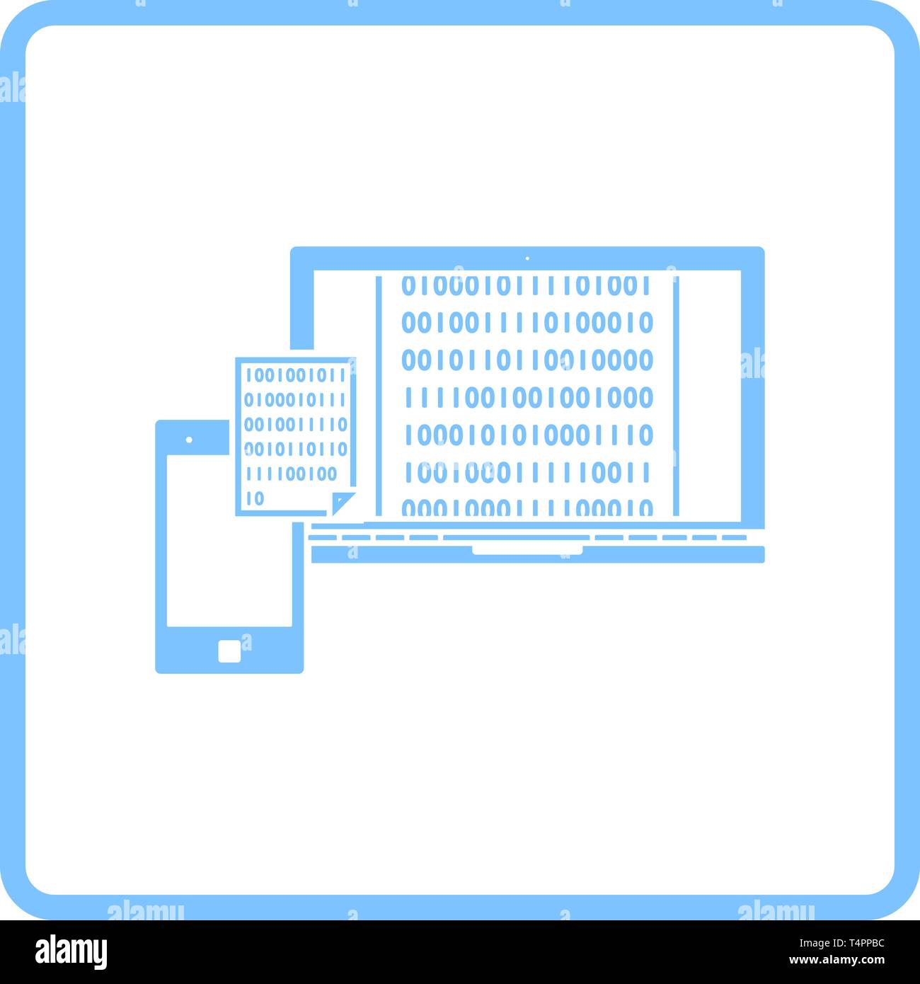 Exchanging Data Icon. Blue Frame Design. Vector Illustration. Stock Vector