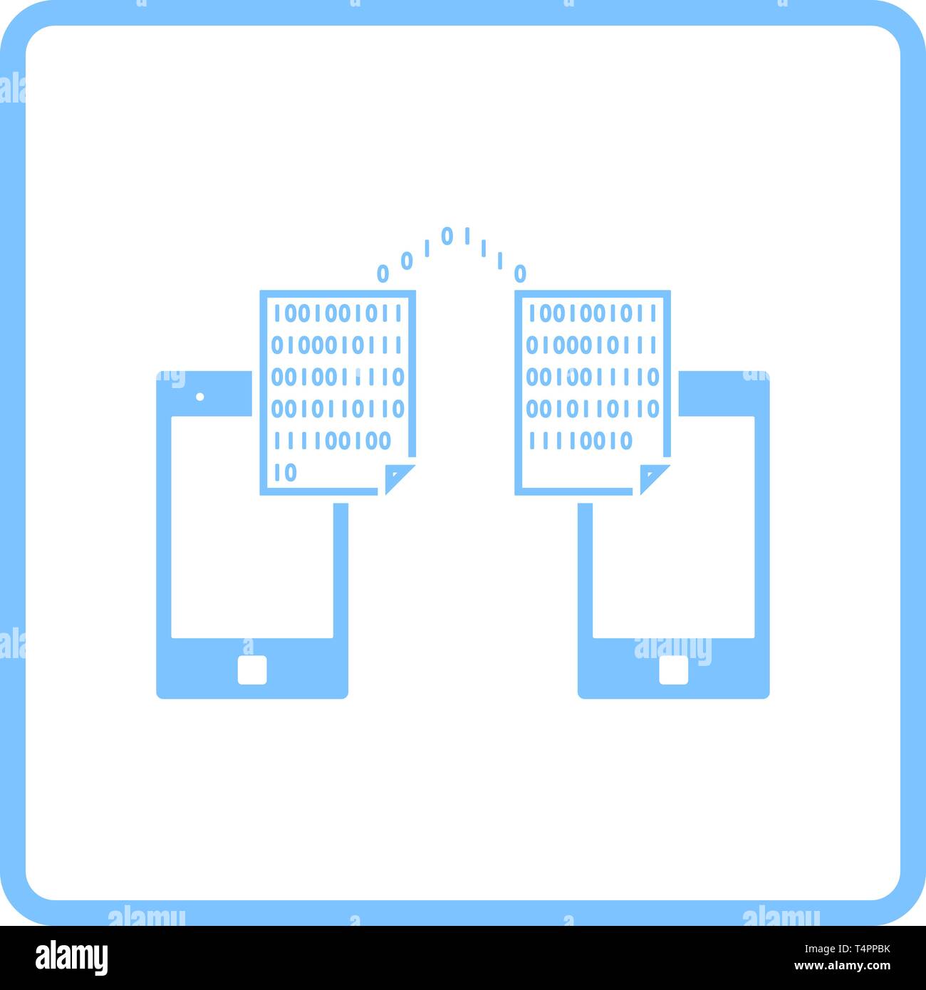 Exchanging Data Icon. Blue Frame Design. Vector Illustration. Stock Vector