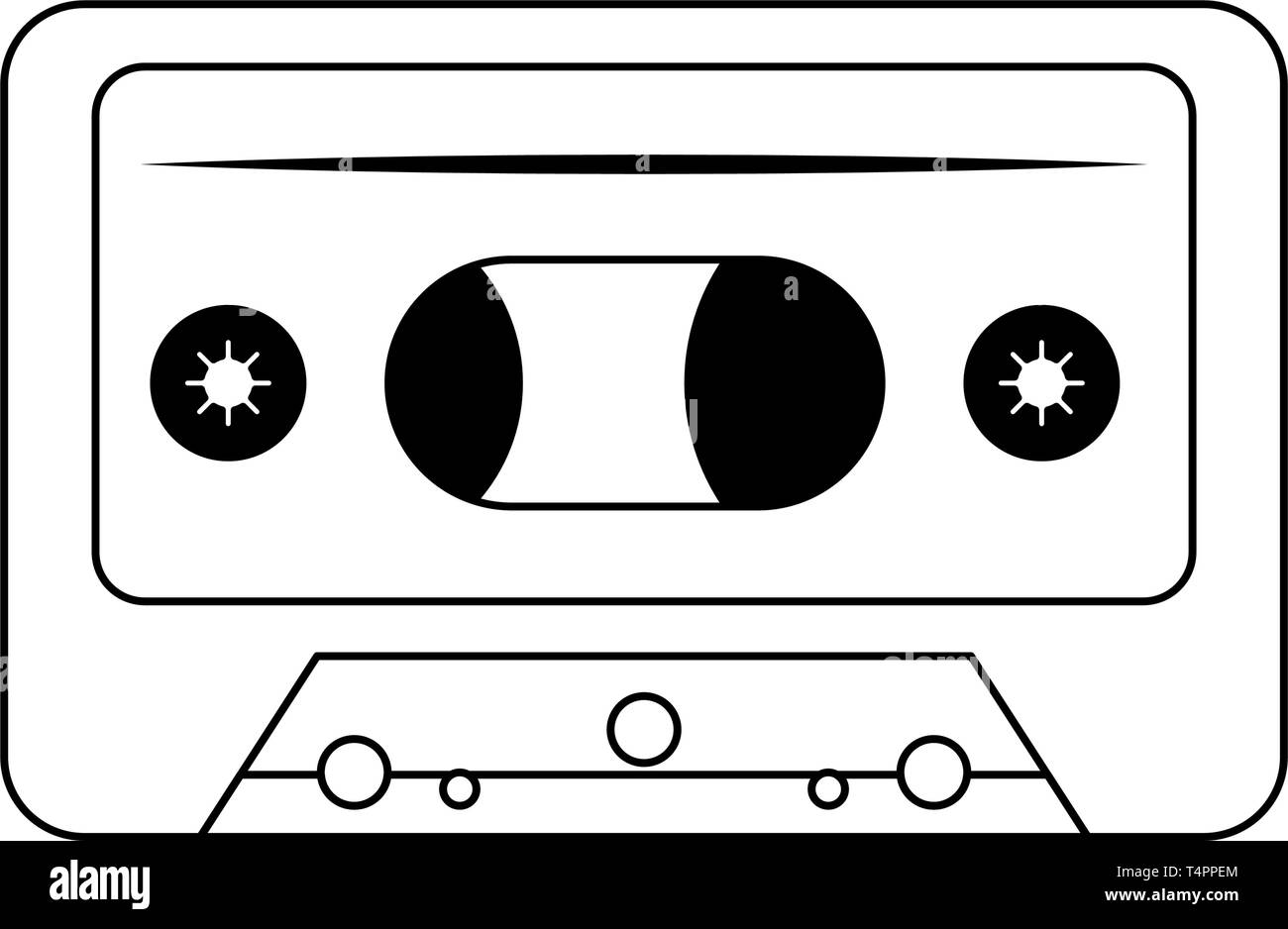 retro music cassette device isolated in black and white Stock Vector ...