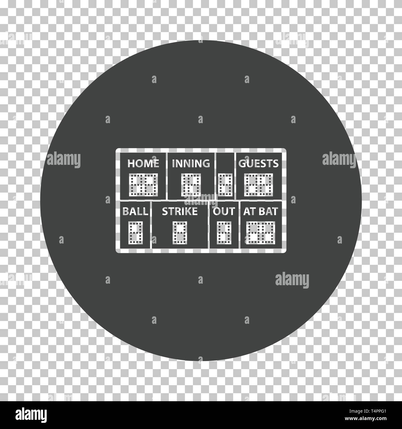 Baseball scoreboard icon. Subtract stencil design on tranparency grid ...