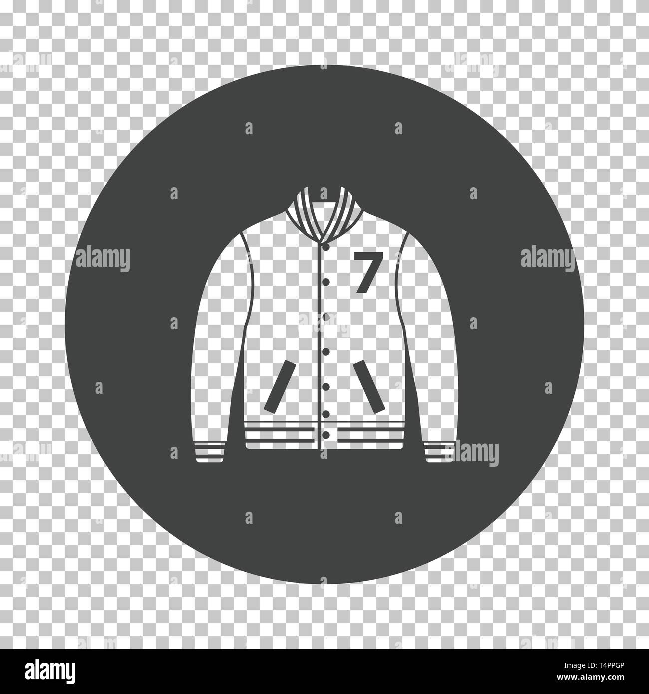 Baseball jacket icon. Subtract stencil design on tranparency grid