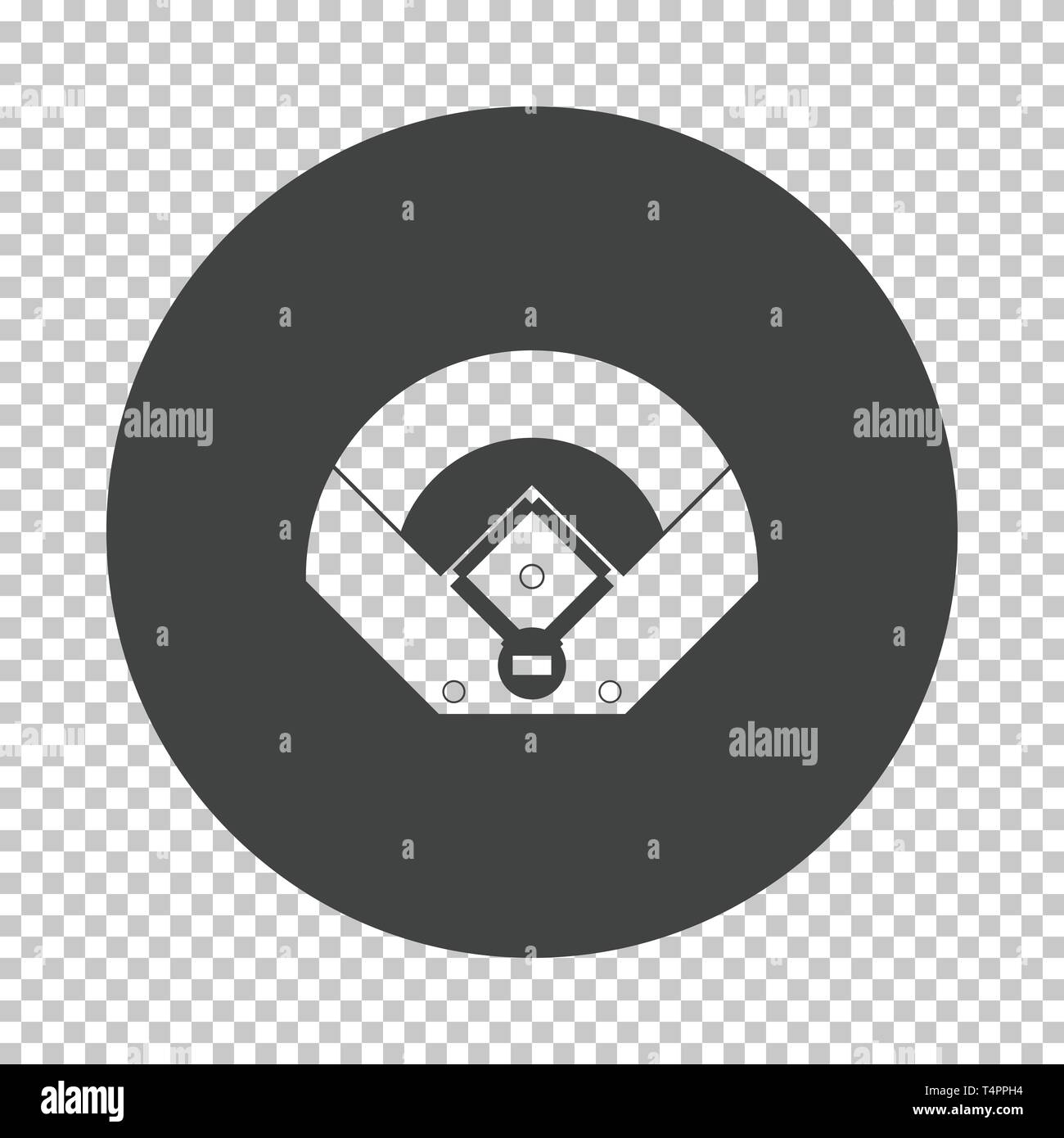 Baseball field aerial view icon. Subtract stencil design on tranparency grid. Vector