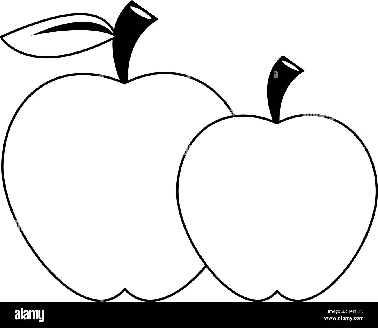 Apples red and green fruits in black and white Stock Vector