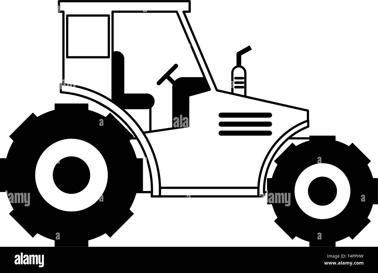 Farm tractor vehicle isolated in black and white Stock Vector Image ...