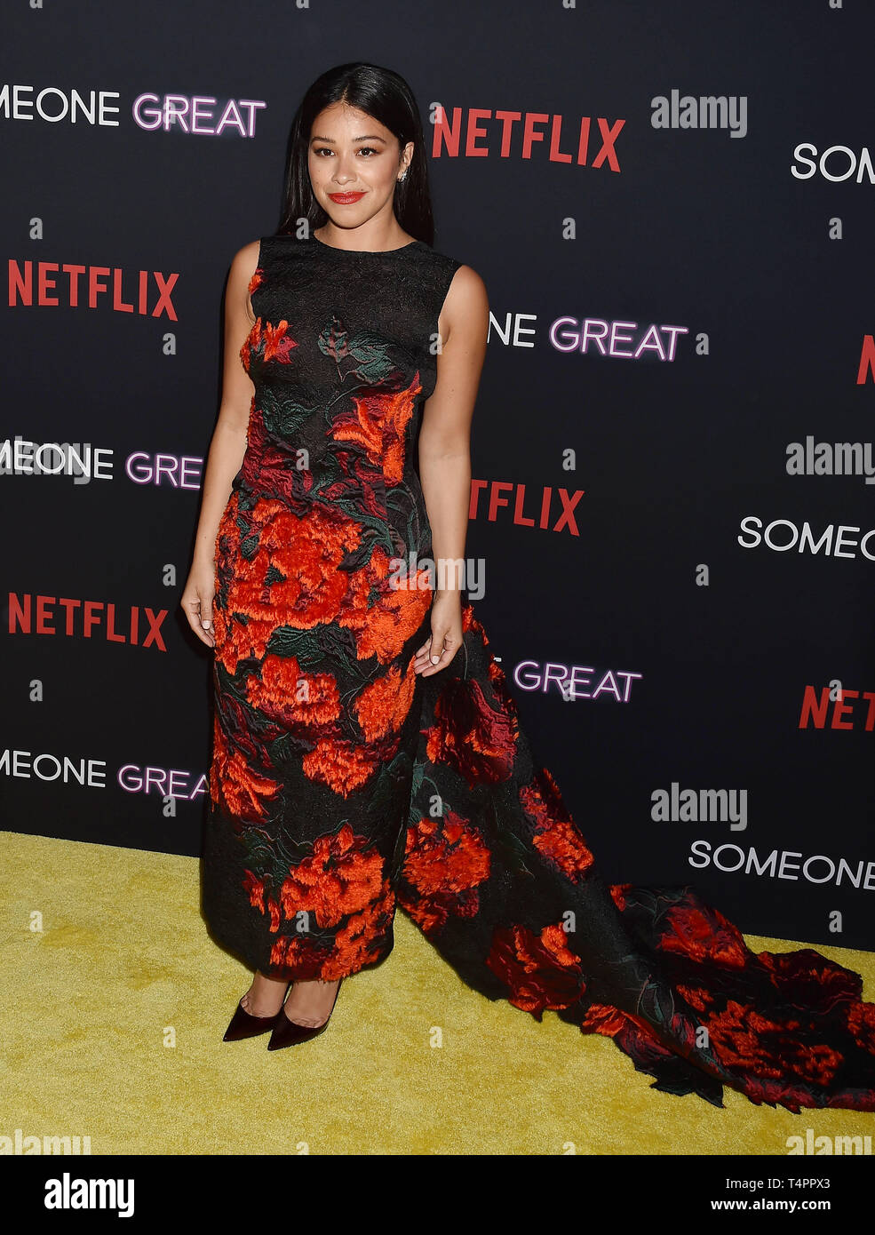 HOLLYWOOD, CA - APRIL 17: Gina Rodriguez attends the Los Angeles special screening of Netflix's 'Someone Great' at ArcLight Hollywood on April 17, 2019 in Hollywood, California. Stock Photo