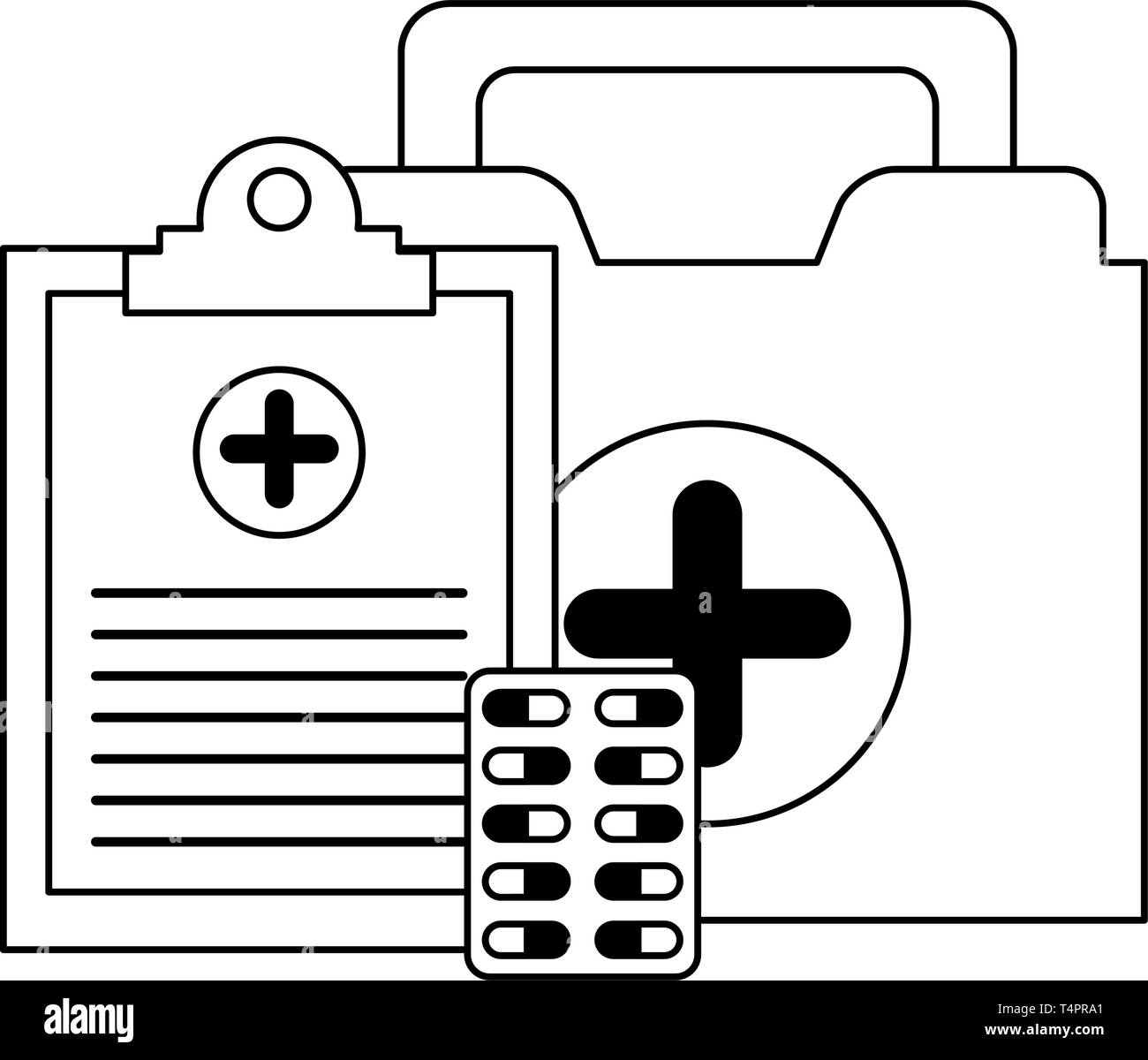 Medical healthcare equipment in black and white Stock Vector Image ...