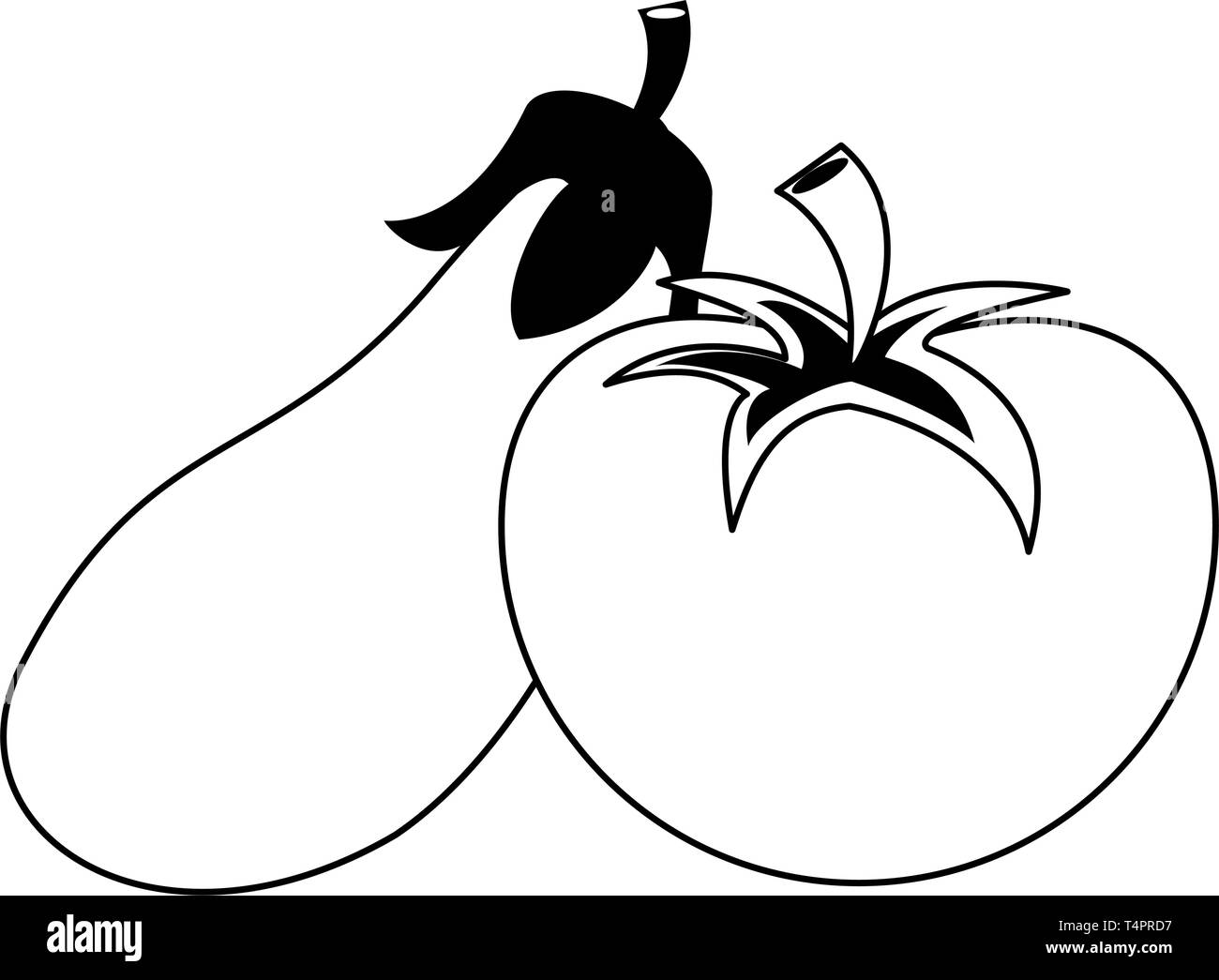 Vegetables healthy food in black and white Stock Vector Image & Art - Alamy