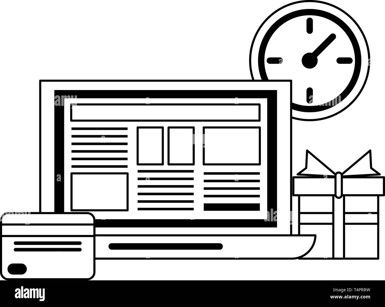 online-shopping-and-payment-in-black-and-white-stock-vector-image-art