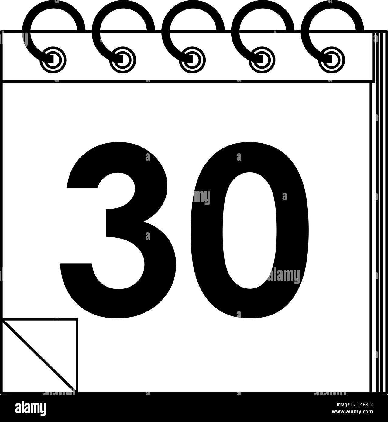 Calendar planner with thirty day in black and white Stock Vector Image