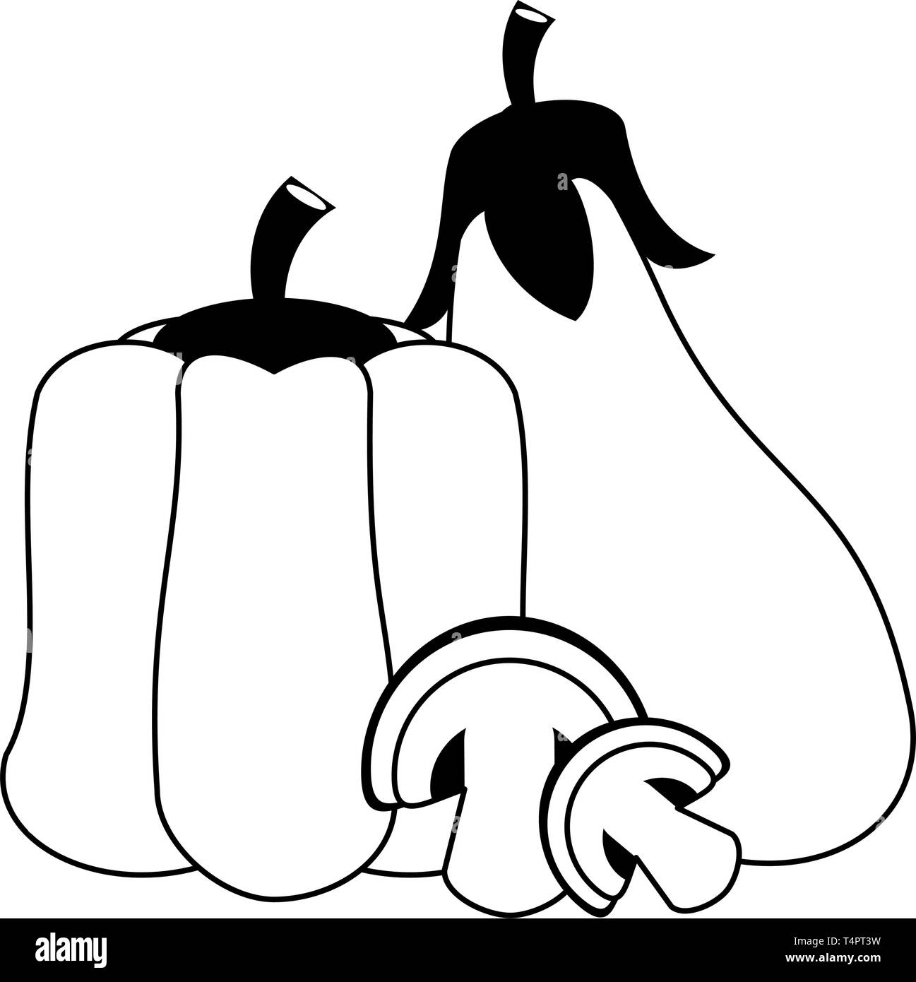 Vegetables healthy food in black and white Stock Vector Image & Art - Alamy