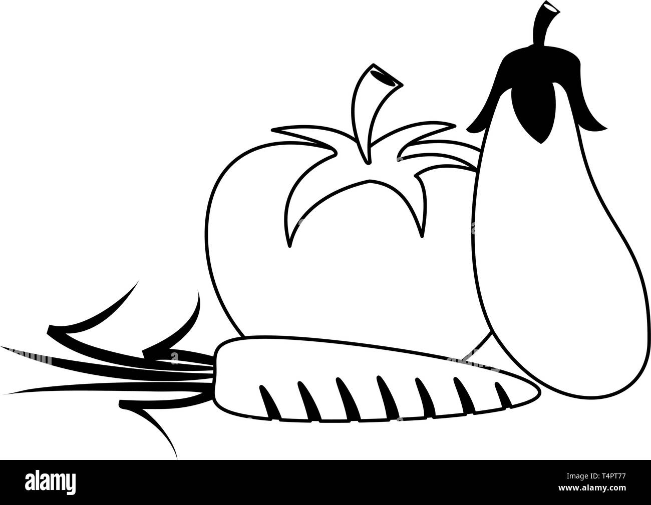 Vegetables healthy food in black and white Stock Vector Image & Art - Alamy