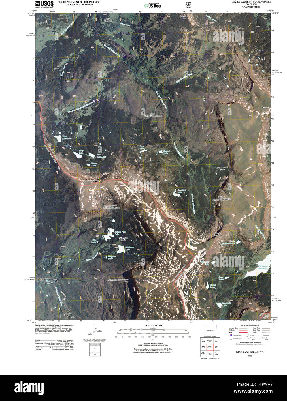 USGS TOPO Map Colorado CO Devils Causeway 20110520 TM Restoration Stock Photo