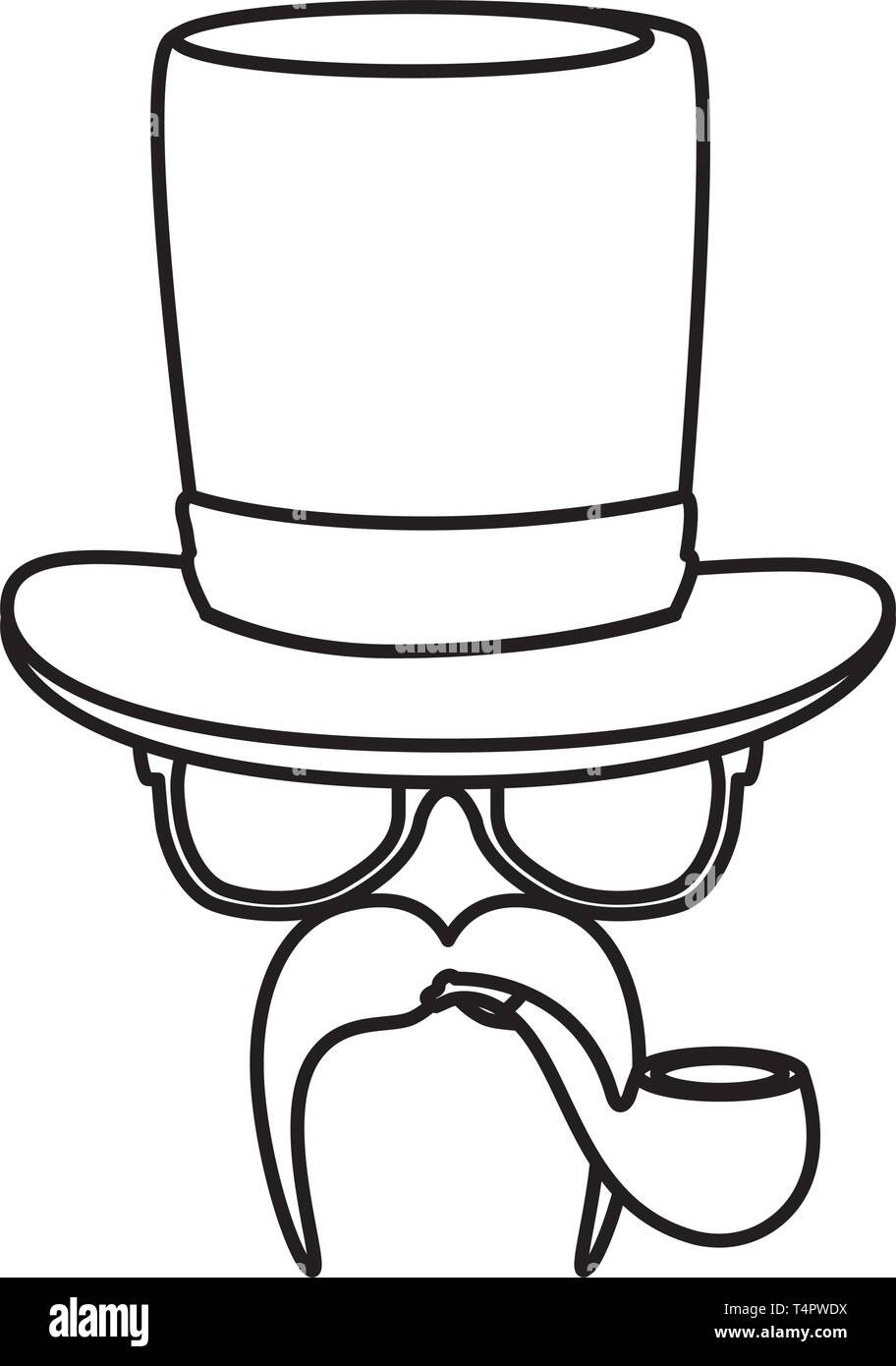 eyeglasses and mustache with tophat hipster style Stock Vector Image ...