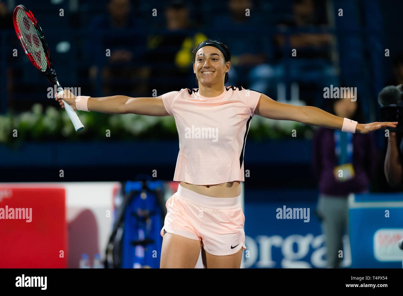 DUBAI, UNITED ARAB EMIRATES - FEBRUARY 20 : Caroline Garcia of France at  the 2018 Dubai Duty Free Tennis Championships WTA Premier tennis tournament  Stock Photo - Alamy