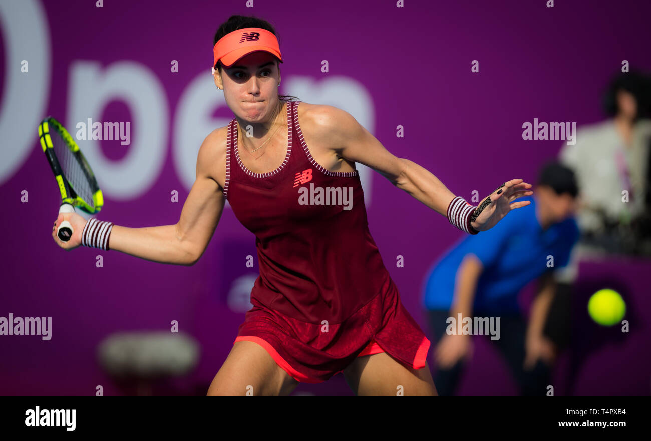 DOHA, QATAR - FEBRUARY 15 : Sorana Cirstea of Romania at the 2018 Qatar Total Open WTA Premier tennis tournament Stock Photo