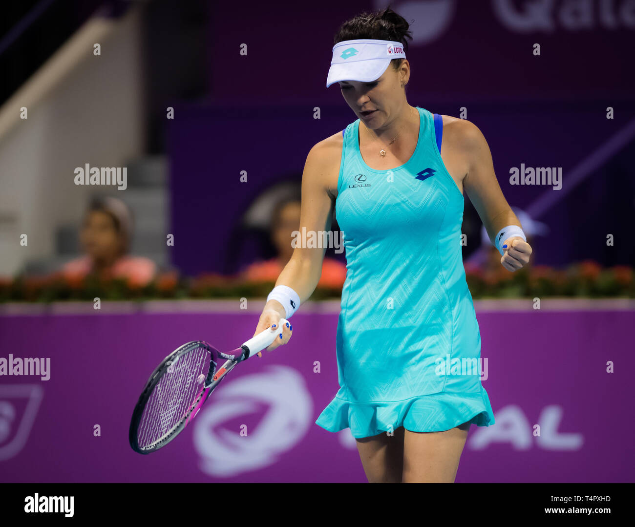 DOHA, QATAR - FEBRUARY 12 : Agnieszka Radwanska of Poland at the 2018 Qatar  Total Open WTA Premier tennis tournament Stock Photo - Alamy