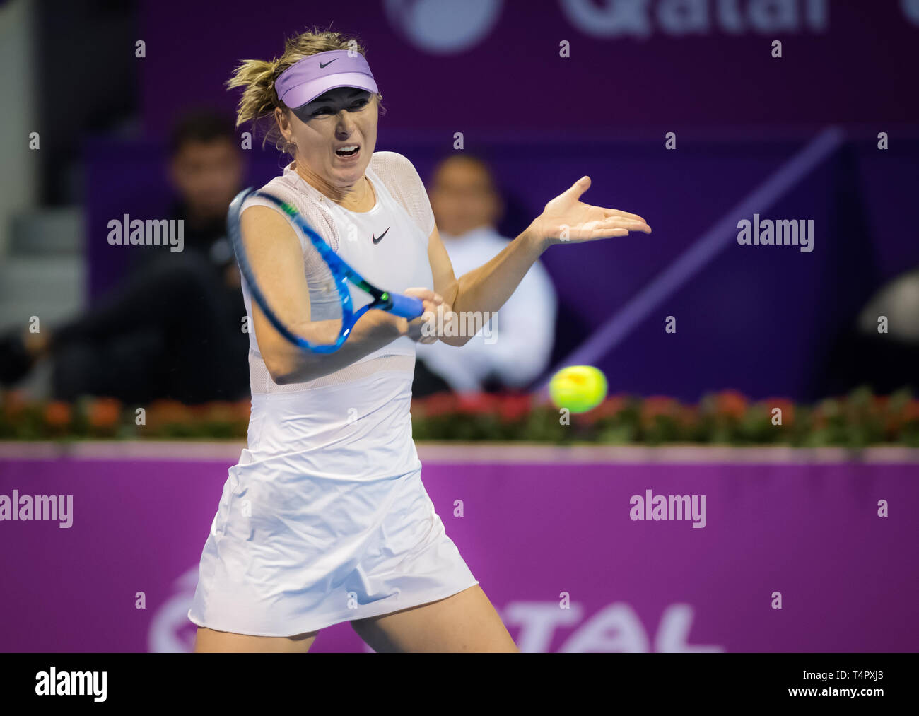 DOHA, QATAR - FEBRUARY 12 : Maria Sharapova of Russia at the 2018 Qatar  Total Open WTA Premier tennis tournament Stock Photo - Alamy