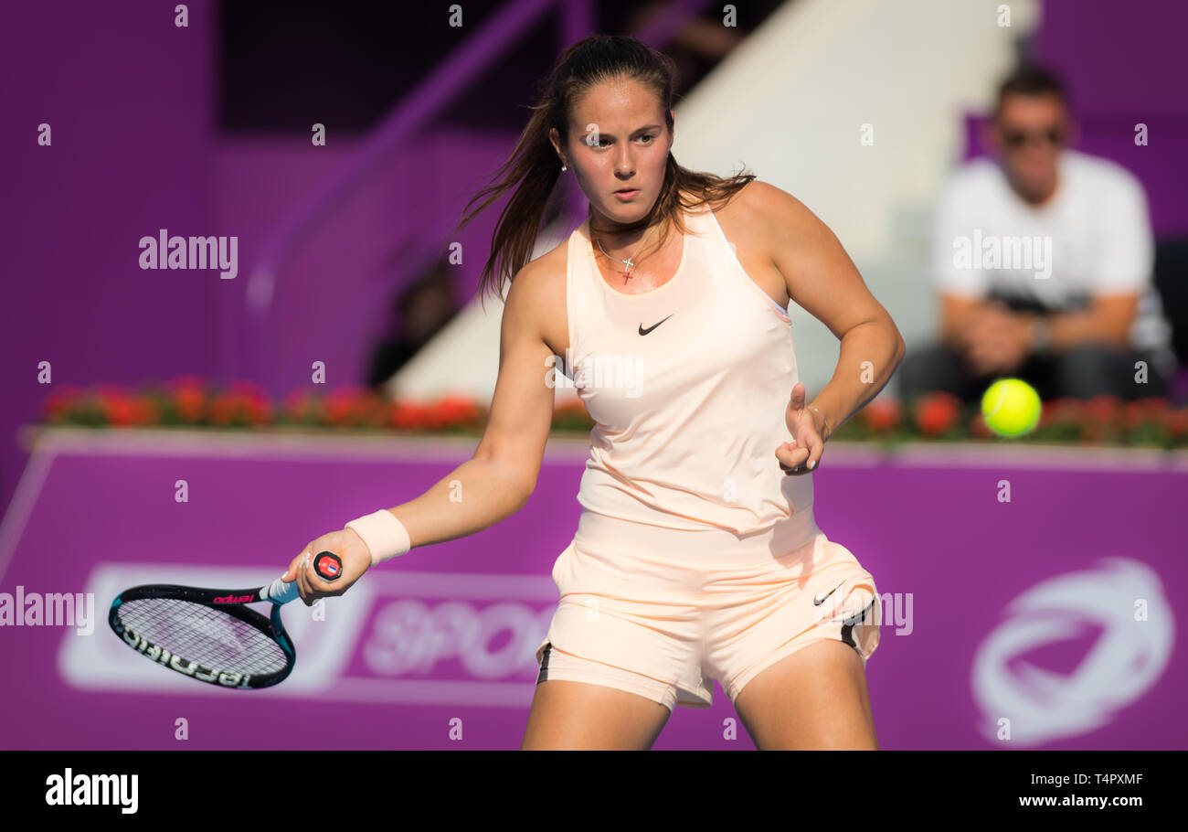 DOHA, QATAR - FEBRUARY 12 : Daria Kasatkina of Russia at the 2018 Qatar  Total Open WTA Premier tennis tournament Stock Photo - Alamy