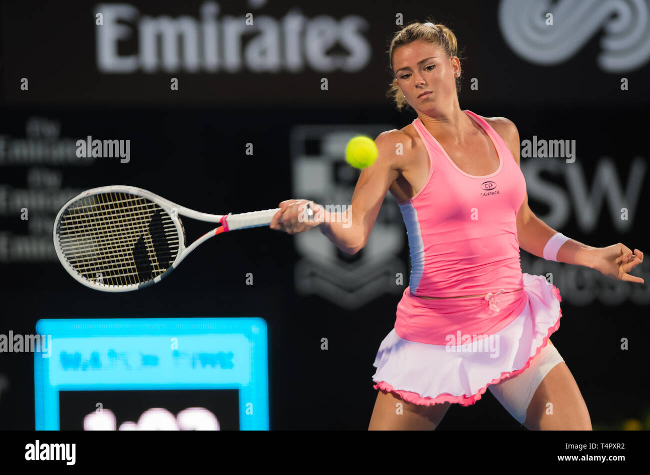 SYDNEY, AUSTRALIA - JANUARY 12 : Camila Giorgi of Italy at the 2018 Sydney  International WTA Premier tennis tournament Stock Photo - Alamy