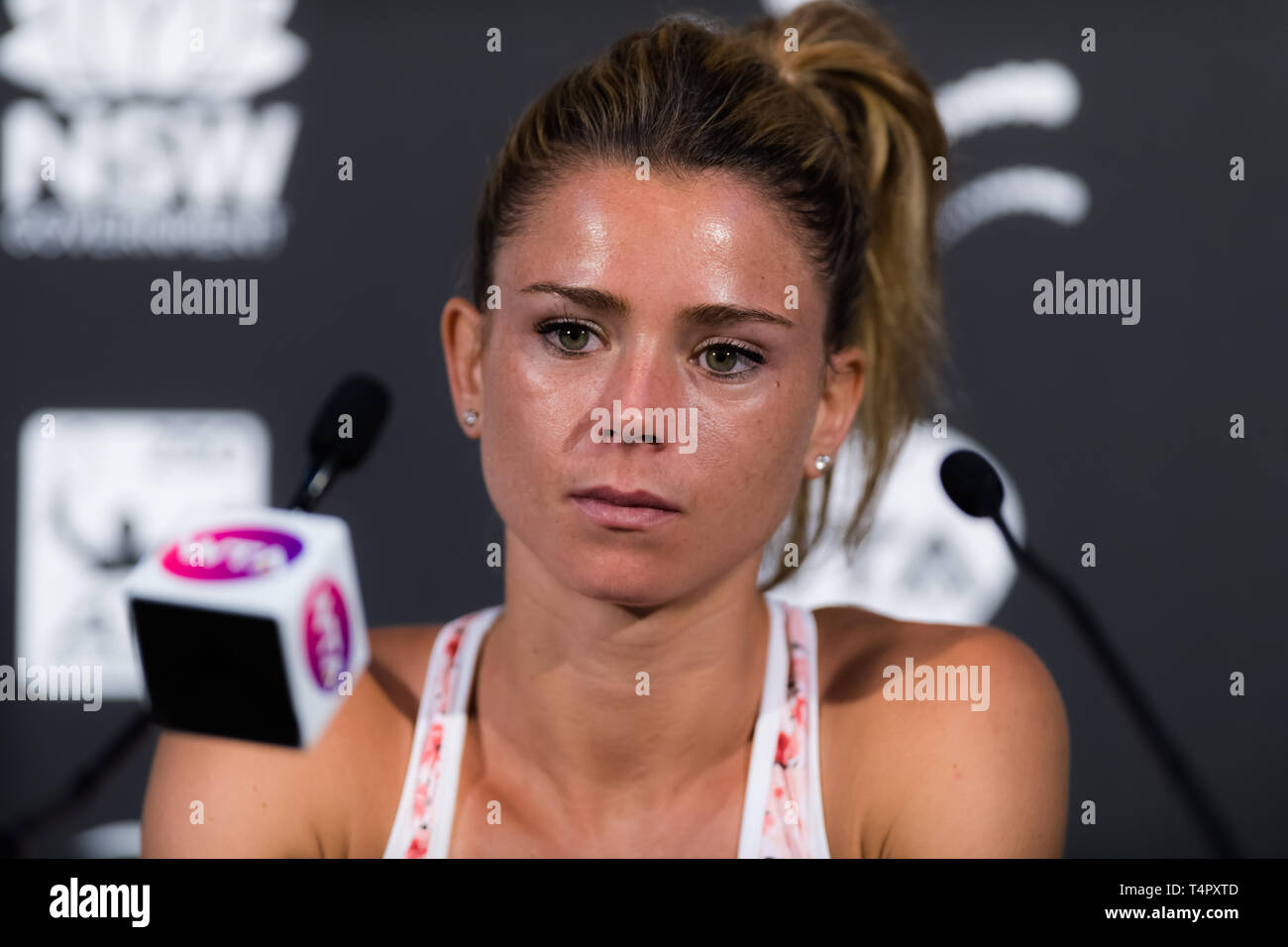 SYDNEY, AUSTRALIA - JANUARY 10 : Camila Giorgi of Italy at the 2018 Sydney International WTA Premier tennis tournament Stock Photo