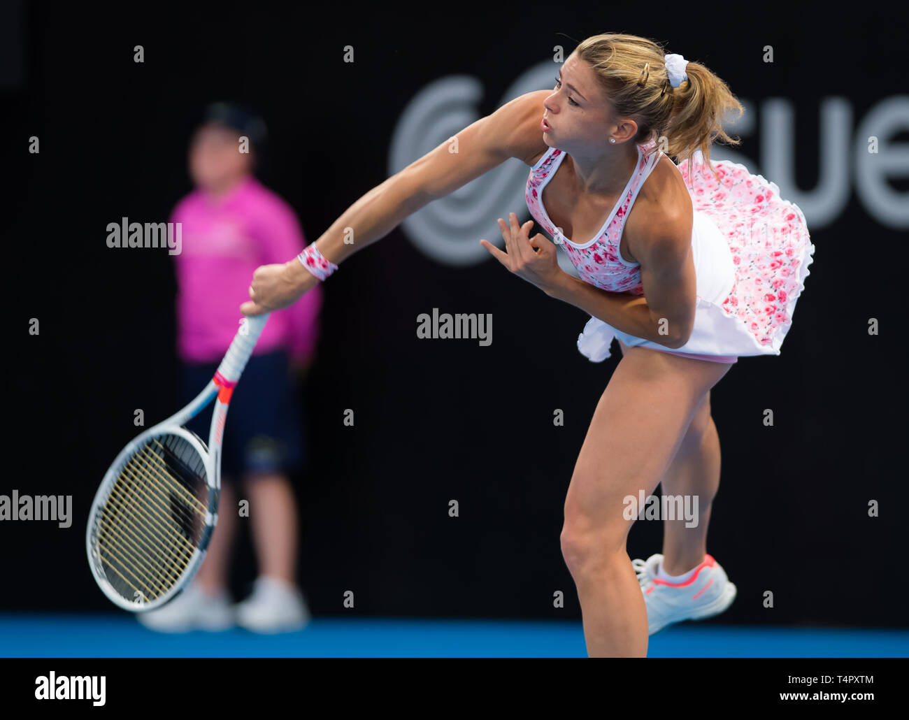 SYDNEY, AUSTRALIA - JANUARY 10 : Camila Giorgi of Italy at the 2018 Sydney International WTA Premier tennis tournament Stock Photo