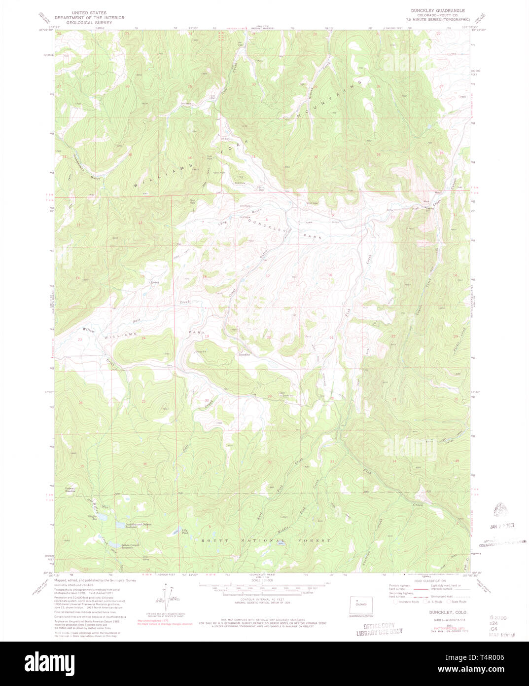USGS TOPO Map Colorado CO Dunckley - Usgs Topo Map Colorado Co Dunckley 450140 1971 24000 Restoration T4R006 