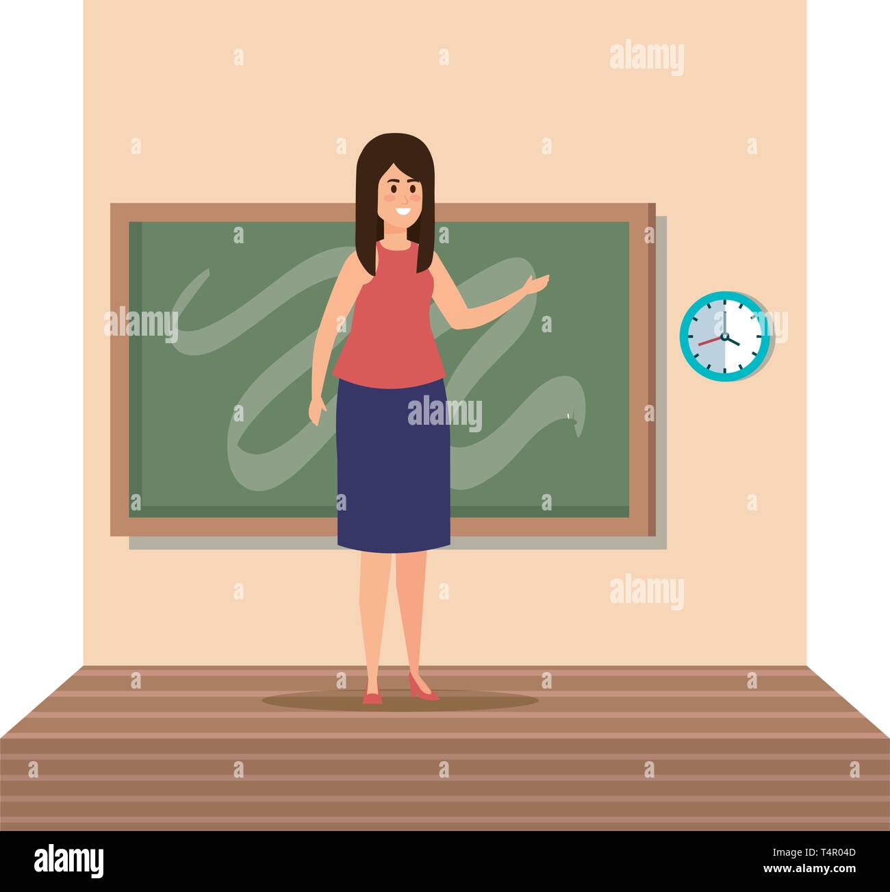 young teacher female with chalkboard classroom scene Stock Vector Image ...