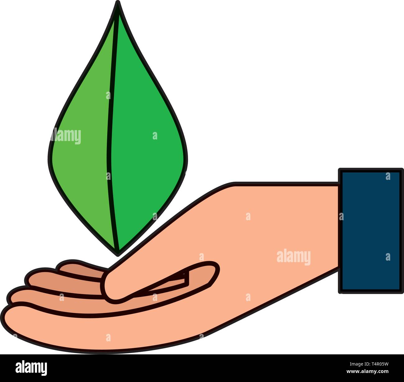 hand with ecology leafs plant icon Stock Vector Image & Art - Alamy