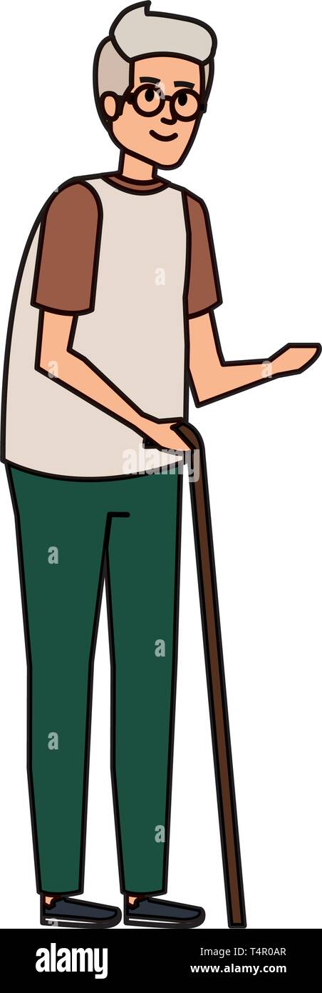 old man with cane character Stock Vector Image & Art - Alamy