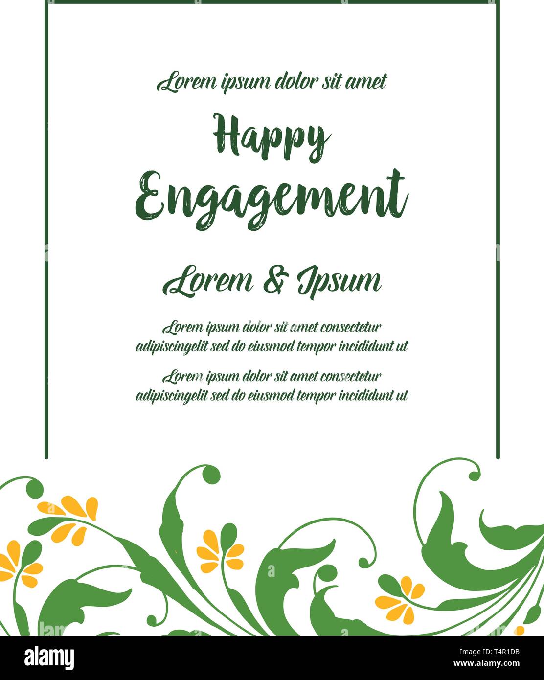Vector illustration writing happy engagement for decoration of ...