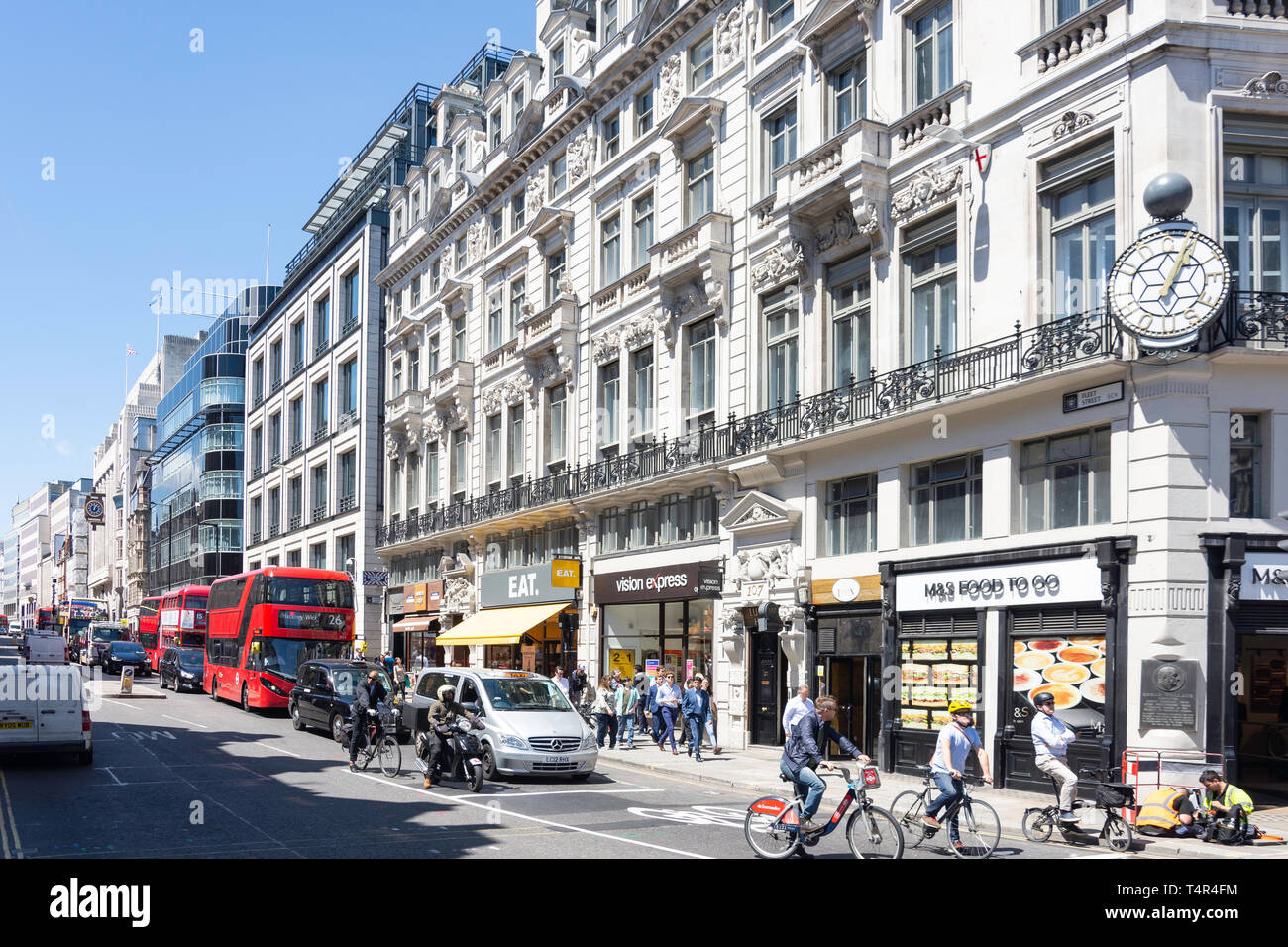 Fleet Street, Ludgate Circus, City of London, Greater London, England, United Kingdom Stock Photo