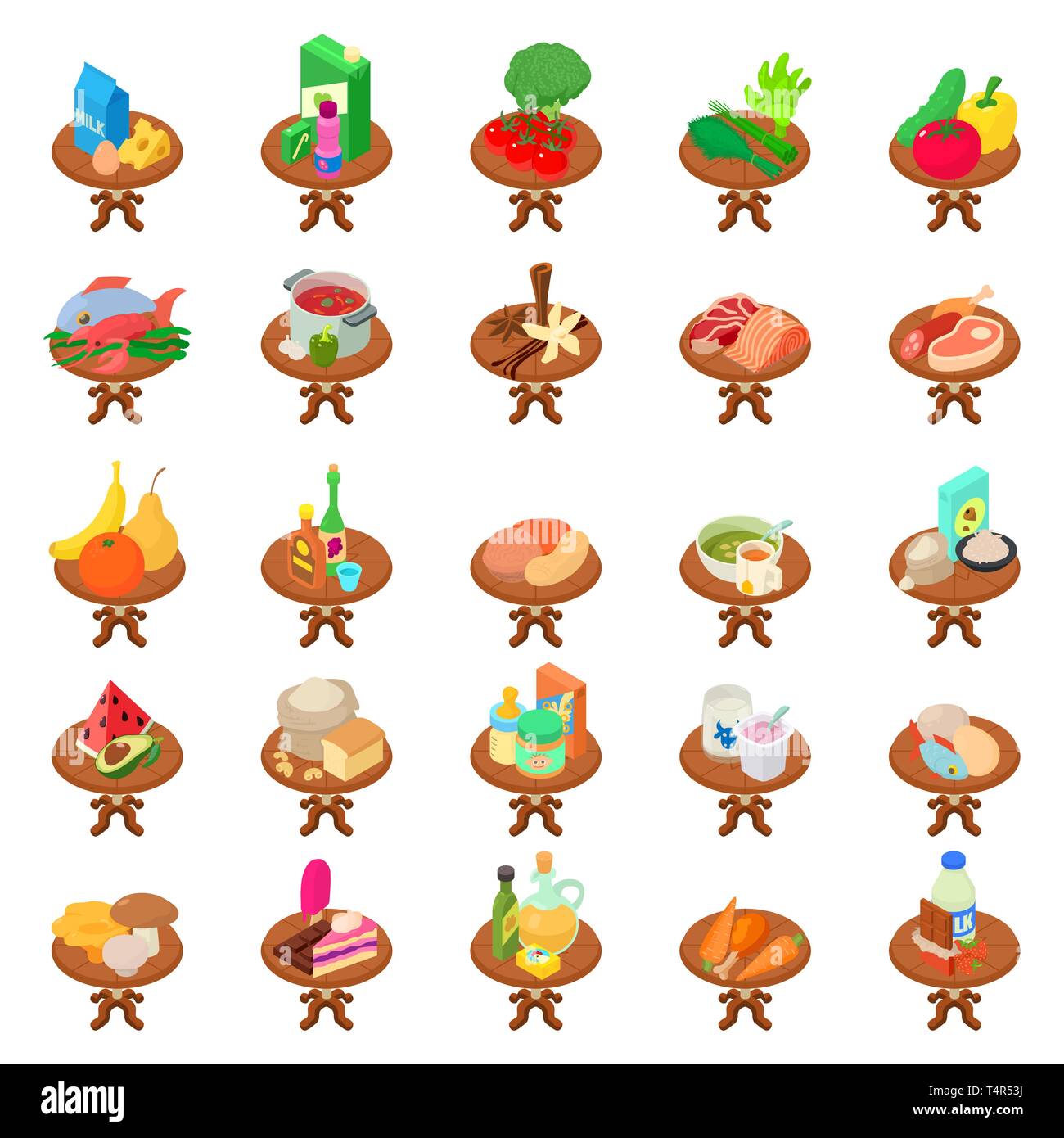 Viand icons set, isometric style Stock Vector