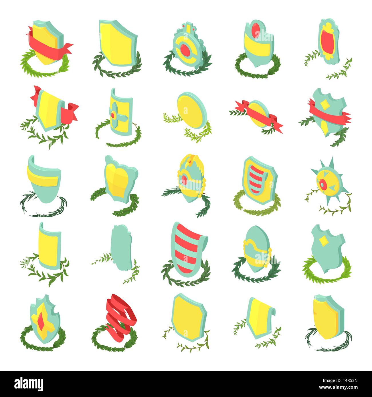 Victory icons set, isometric style Stock Vector
