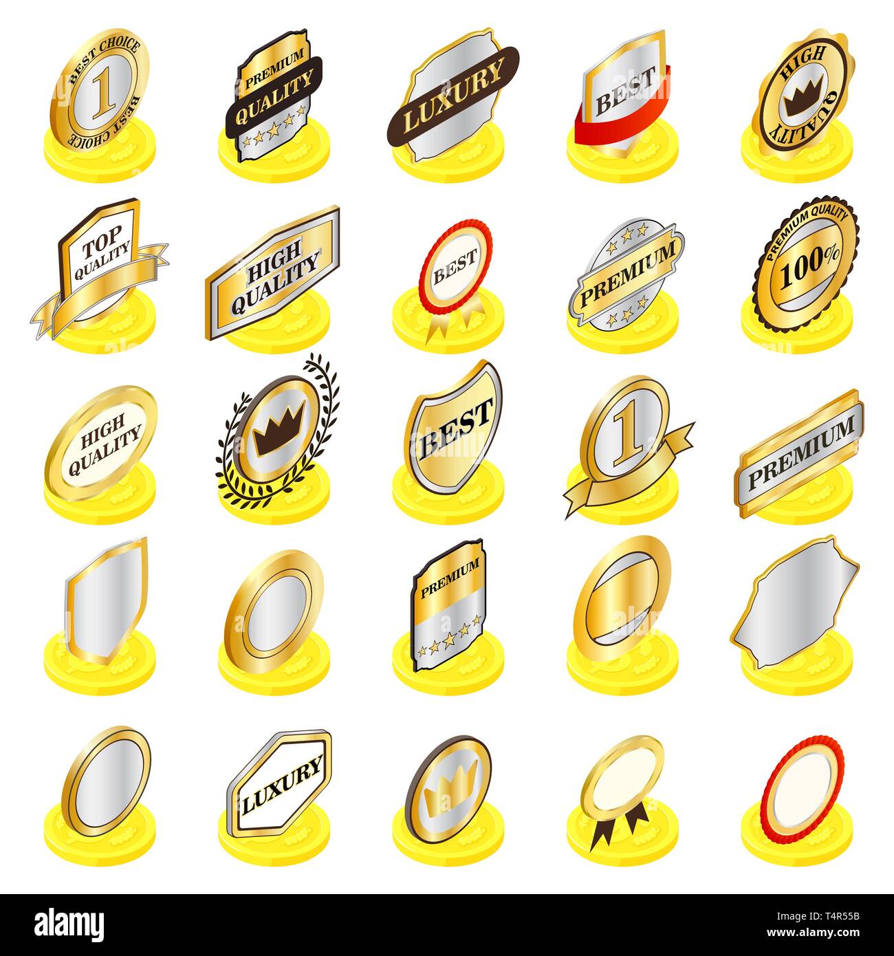 Quality icons set, isometric style Stock Vector