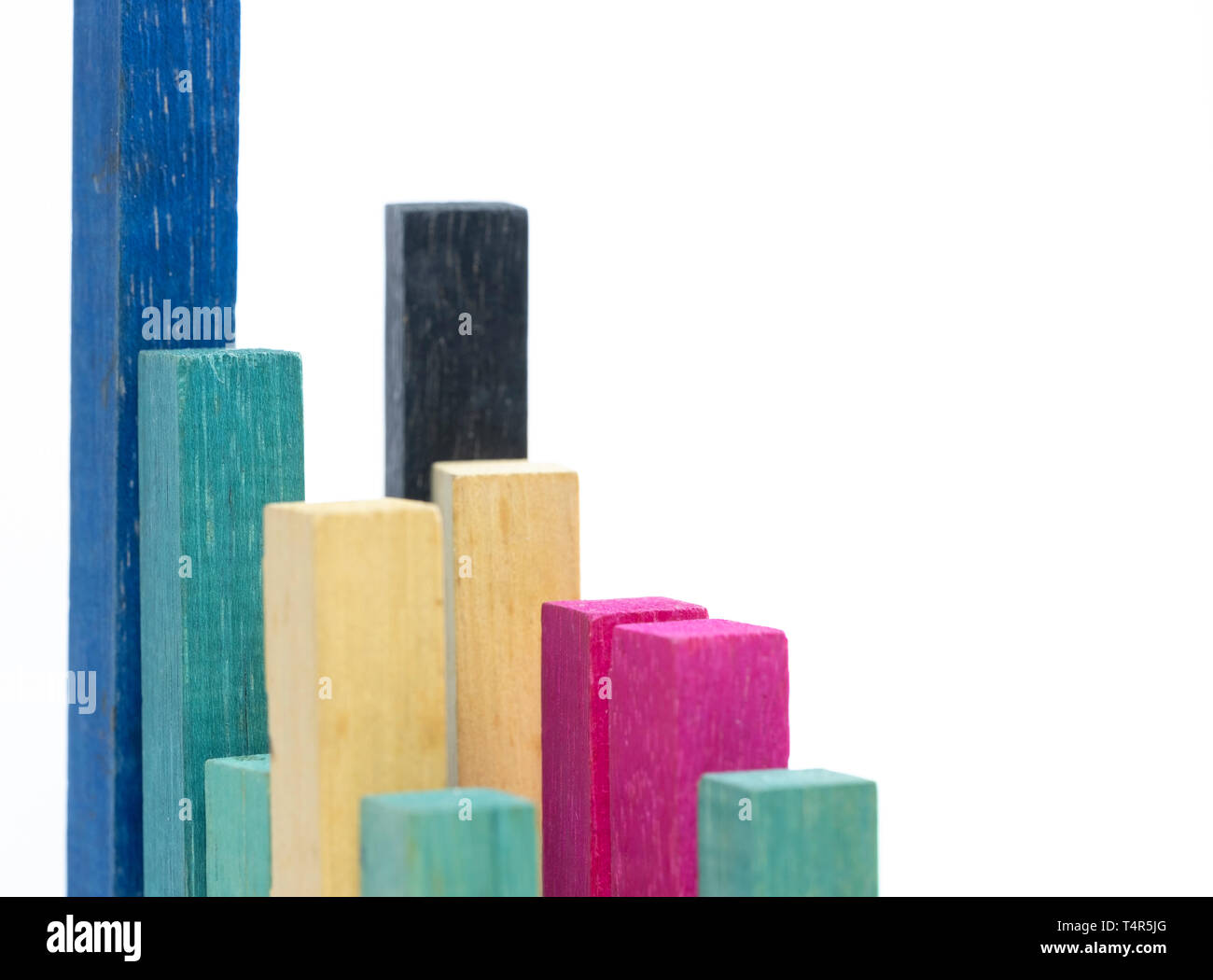 Colored Block Graph Close up image of colored wooden blocks as a graph Stock Photo - Alamy