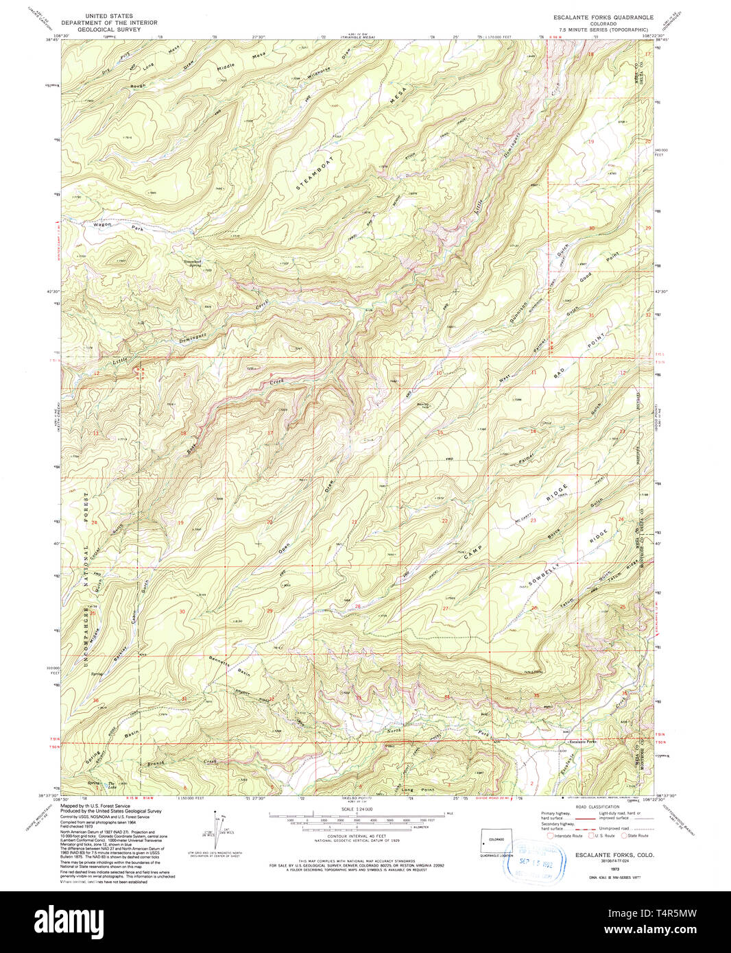 USGS TOPO Map Colorado CO Escalante Forks 232961 1973 24000 Restoration ...