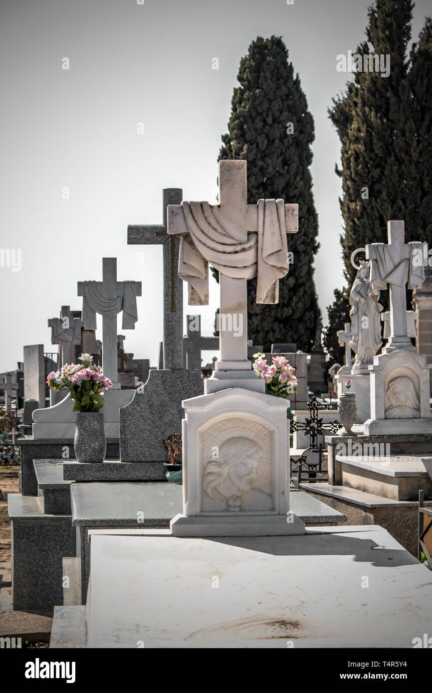 Tombs in a cemetery Stock Photo