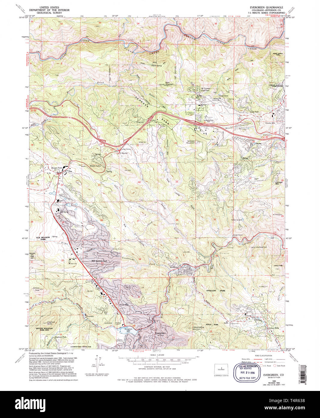 Evergreen colorado map hires stock photography and images Alamy