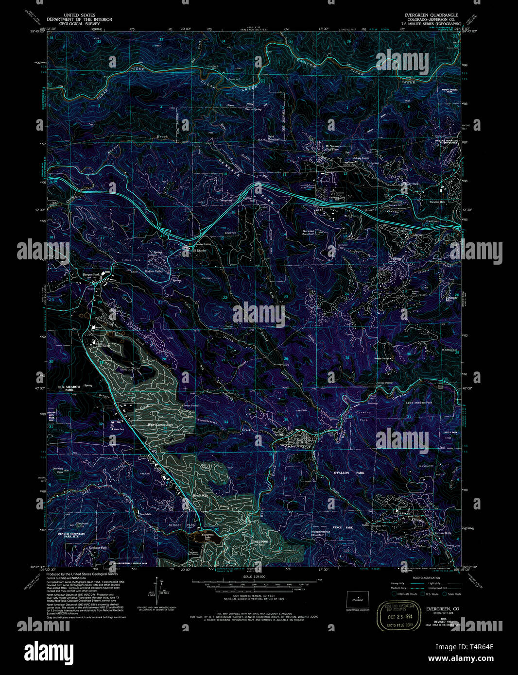 Evergreen colorado map hi-res stock photography and images - Alamy