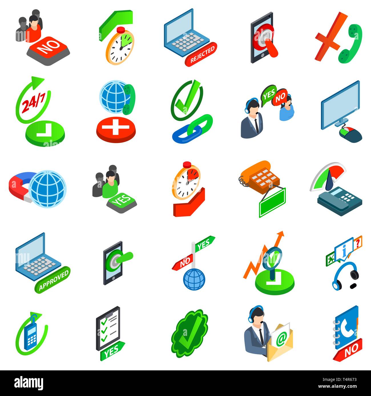 Consent icons set, isometric style Stock Vector
